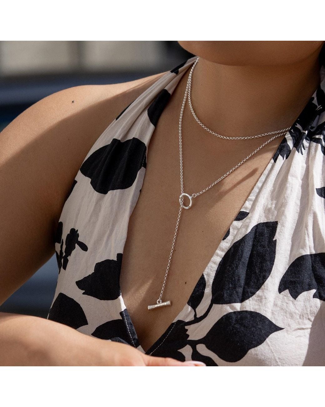 Dower & Hall Metallic Nomad T-Bar Lariat Necklace