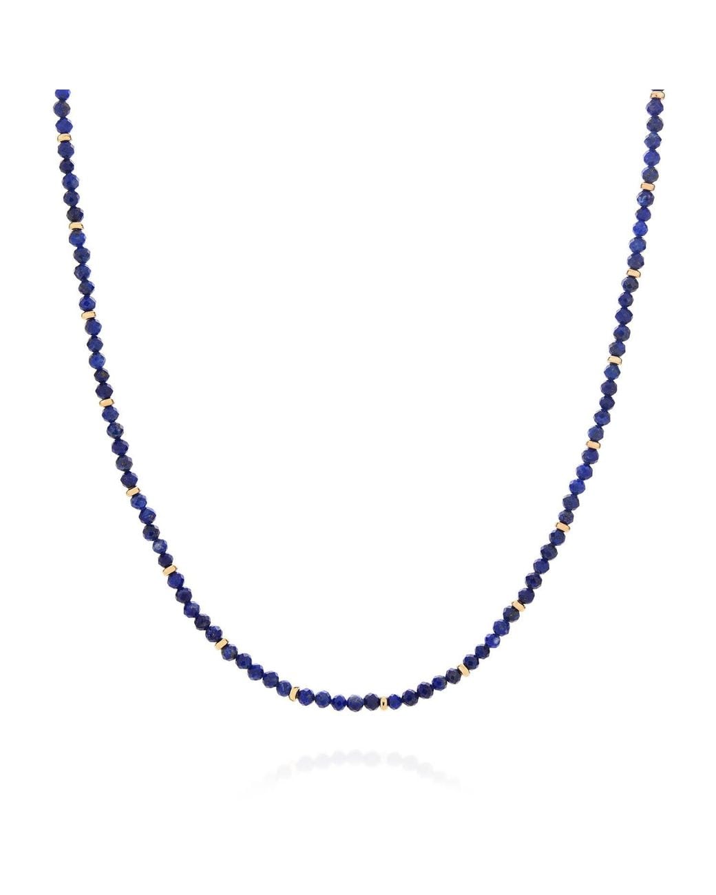 Nellou Jewellery Metallic Lapis September Birthstone Orbit Necklace