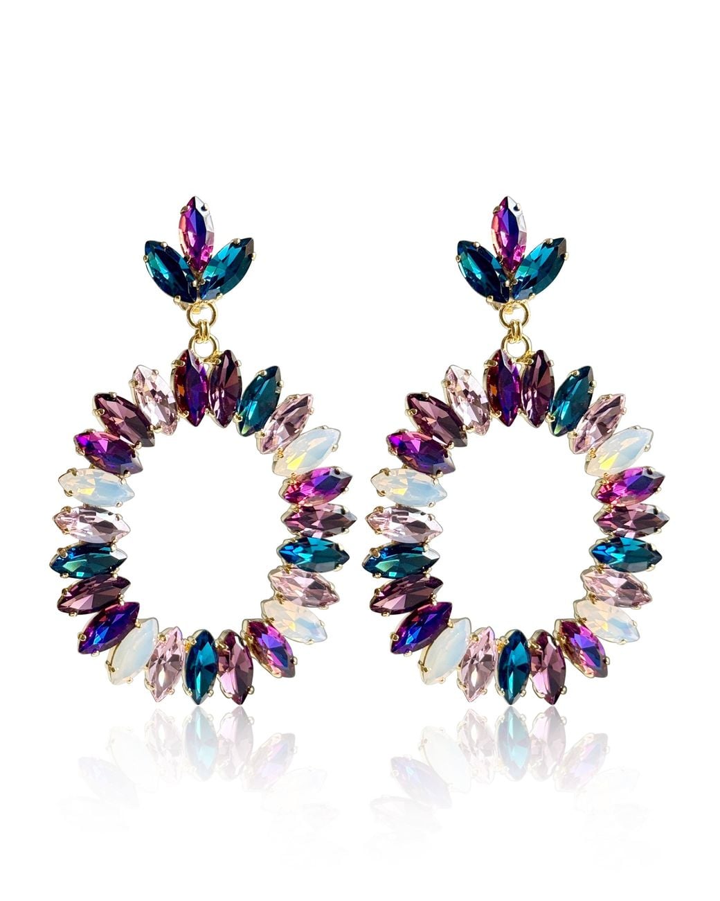 Laura Gray Blue Celest Crystal Hoop Earring