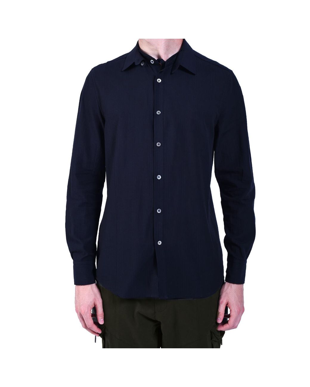 Smart and Joy Blue Long-Sleeved Shirt With Double And Removable Collar for men