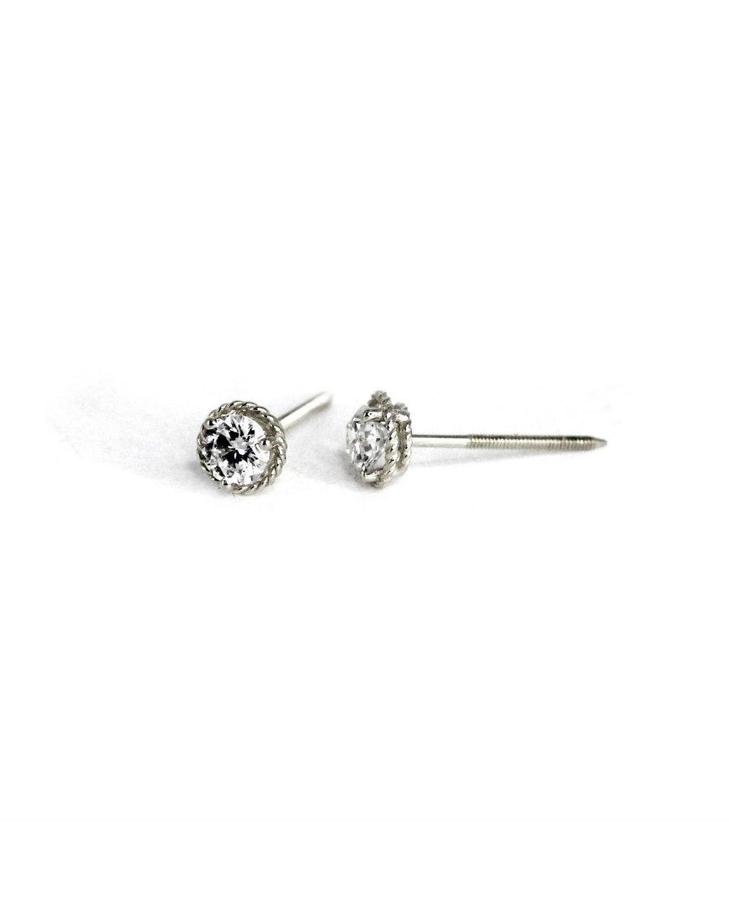 VicStoneNYC Fine Jewelry White Antique Lab Diamond Stud Earrings