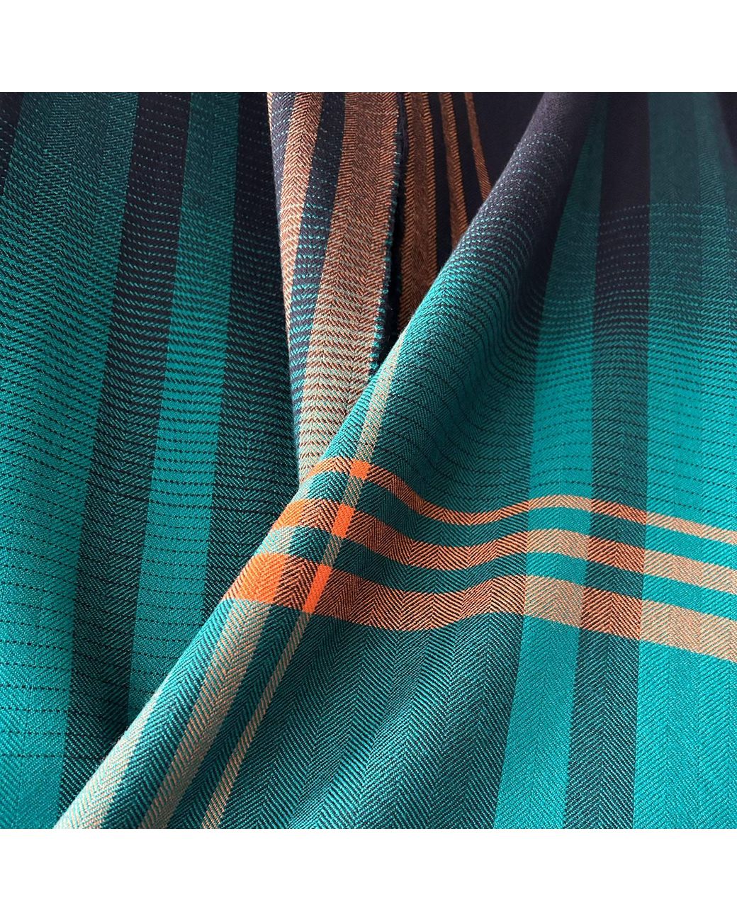 Essien & Emre Green Checked And Stripe Merino Scarf for men