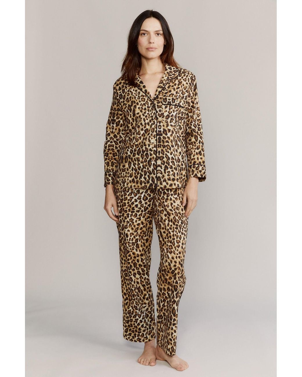 Kato Natural Broad Beach Leopard Cotton Pajamas