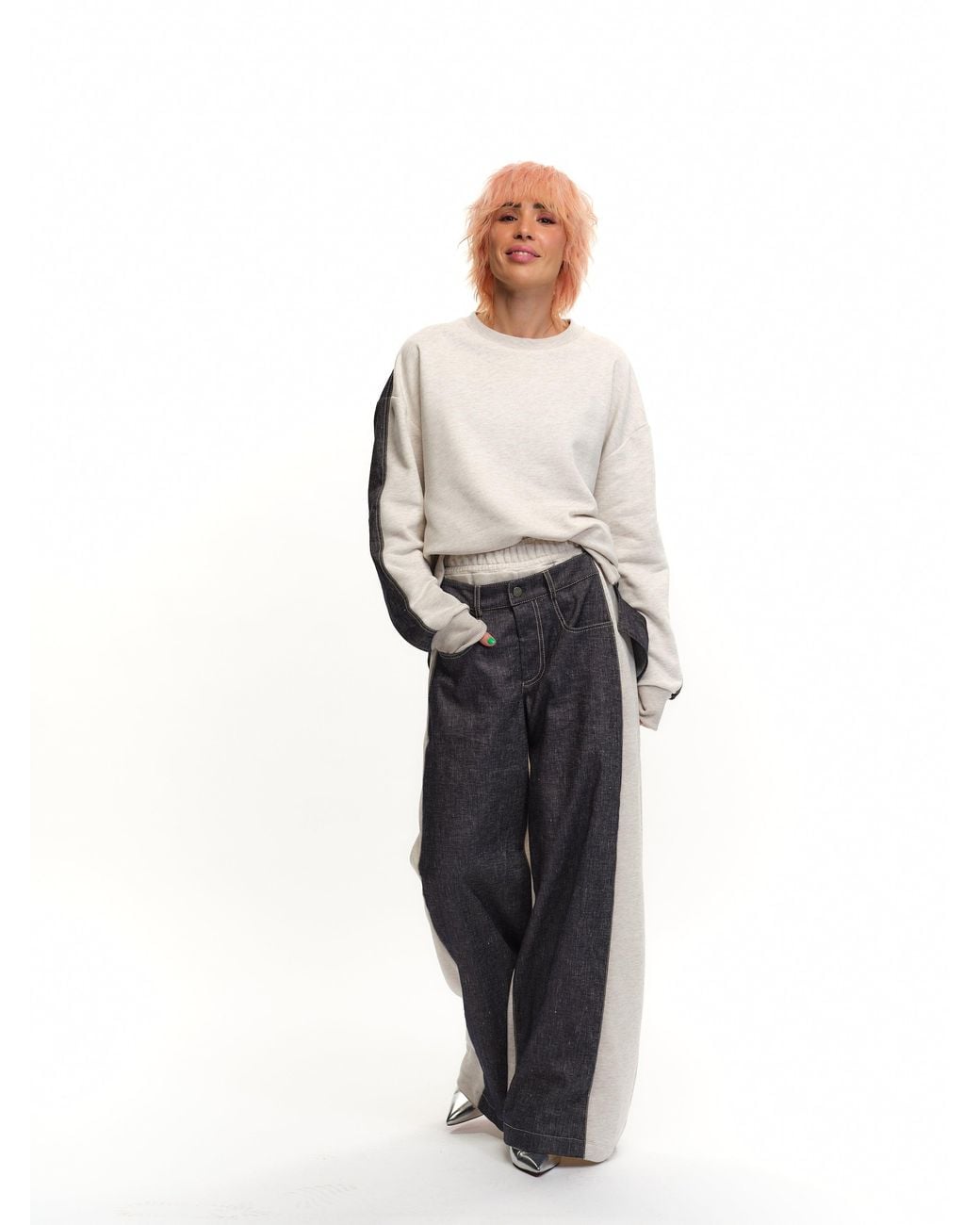 Clothes by Locker Room White Color-Block Two-Piece Co-Ord Set