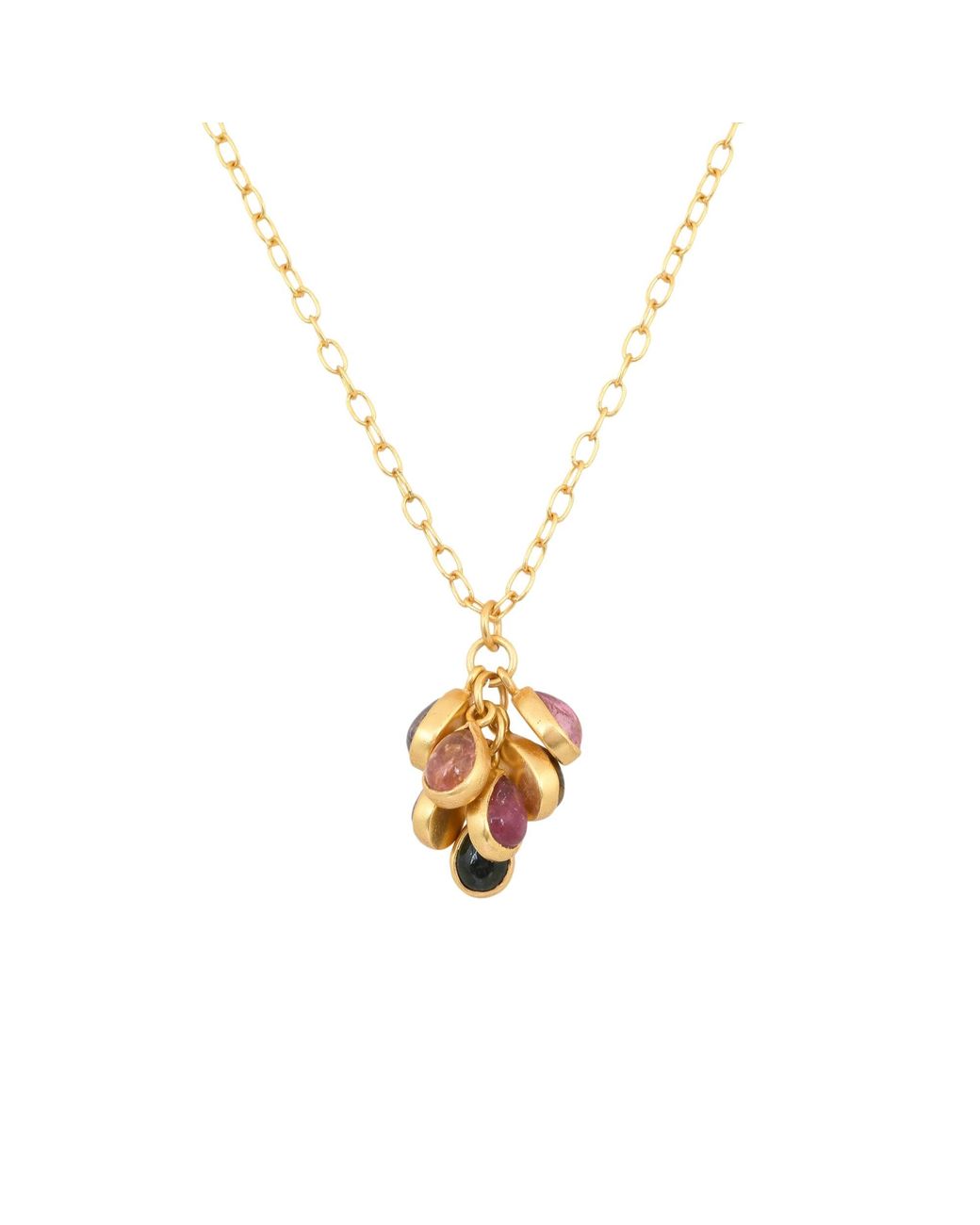 Opium Jewels Metallic Cabochon Tourmaline Droplets Necklace
