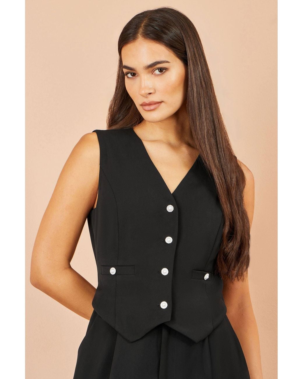 Yumi' Black Waistcoat Style Jumpsuit