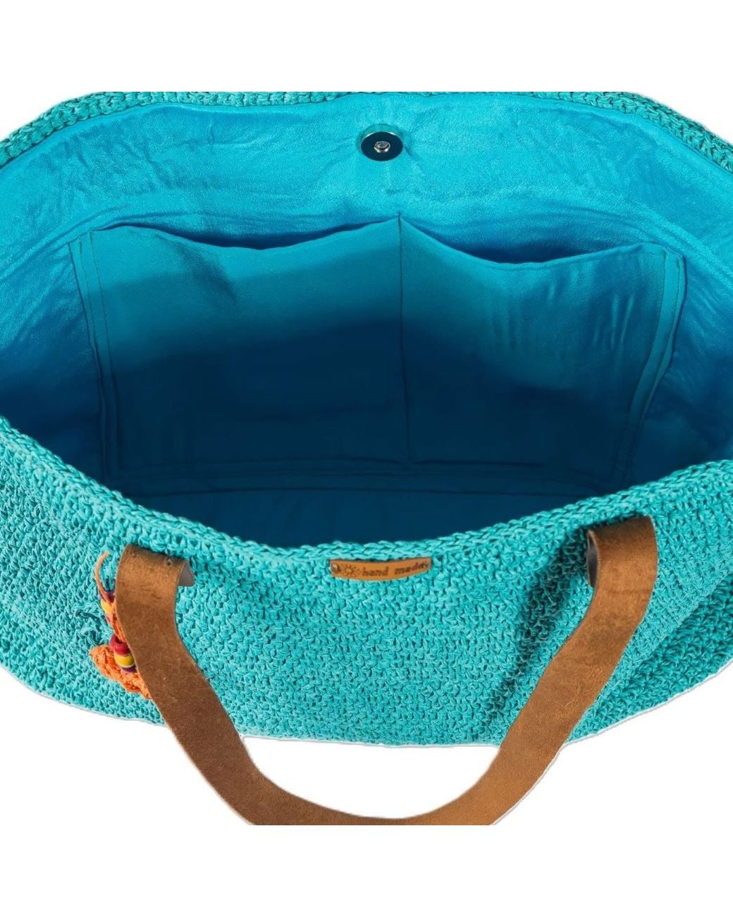Springmoonatelier Blue Handcrafted Raffia Bag On Clouds