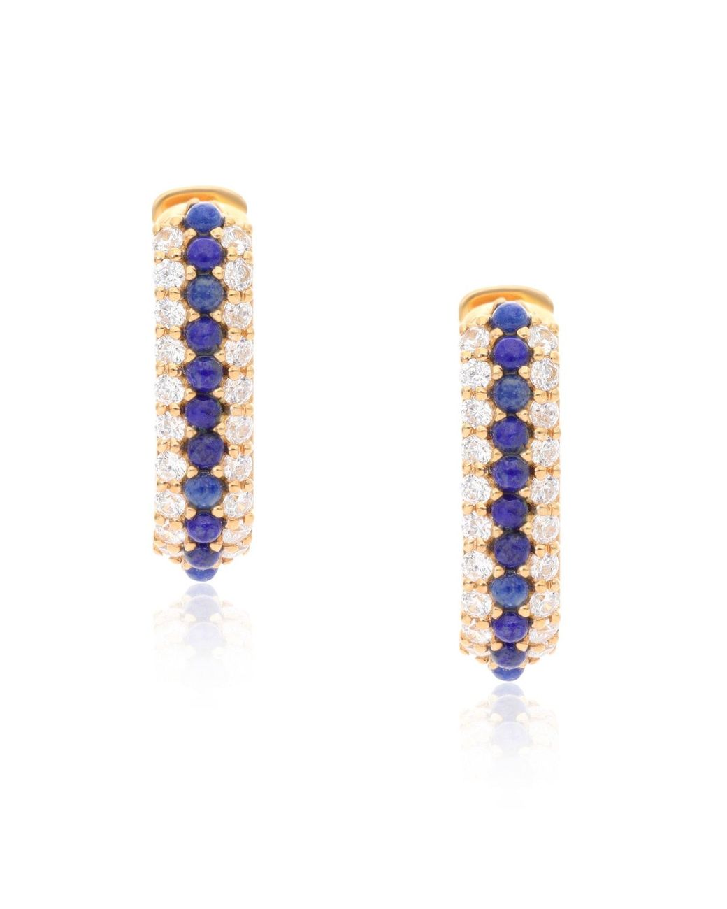 Preeti Sandhu Metallic Summer Sparkle U-Shaped Lapis Lazuli Vermeil Hoops