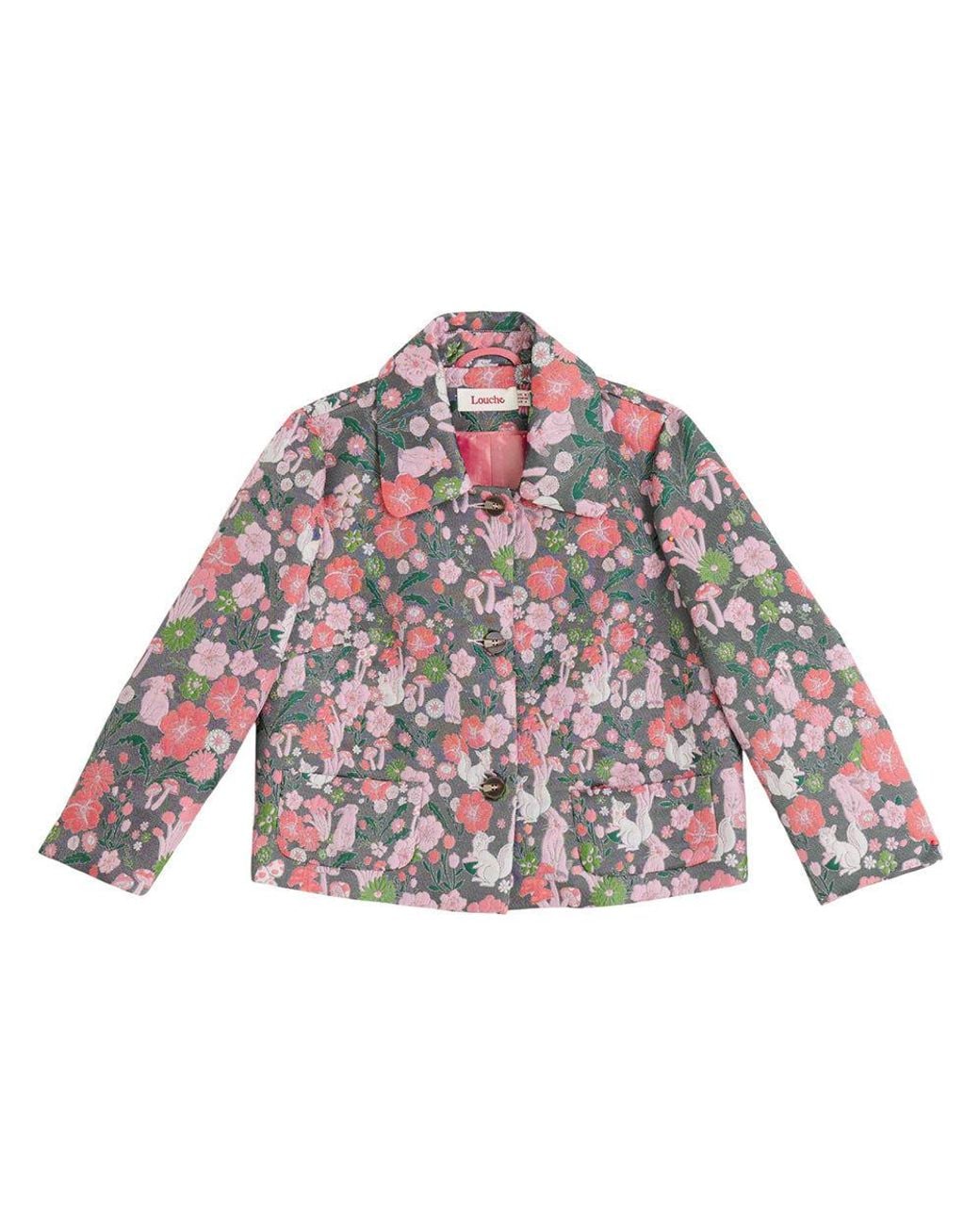 Louche Pink Salut Fairytale Jacquard Cropped Jacket