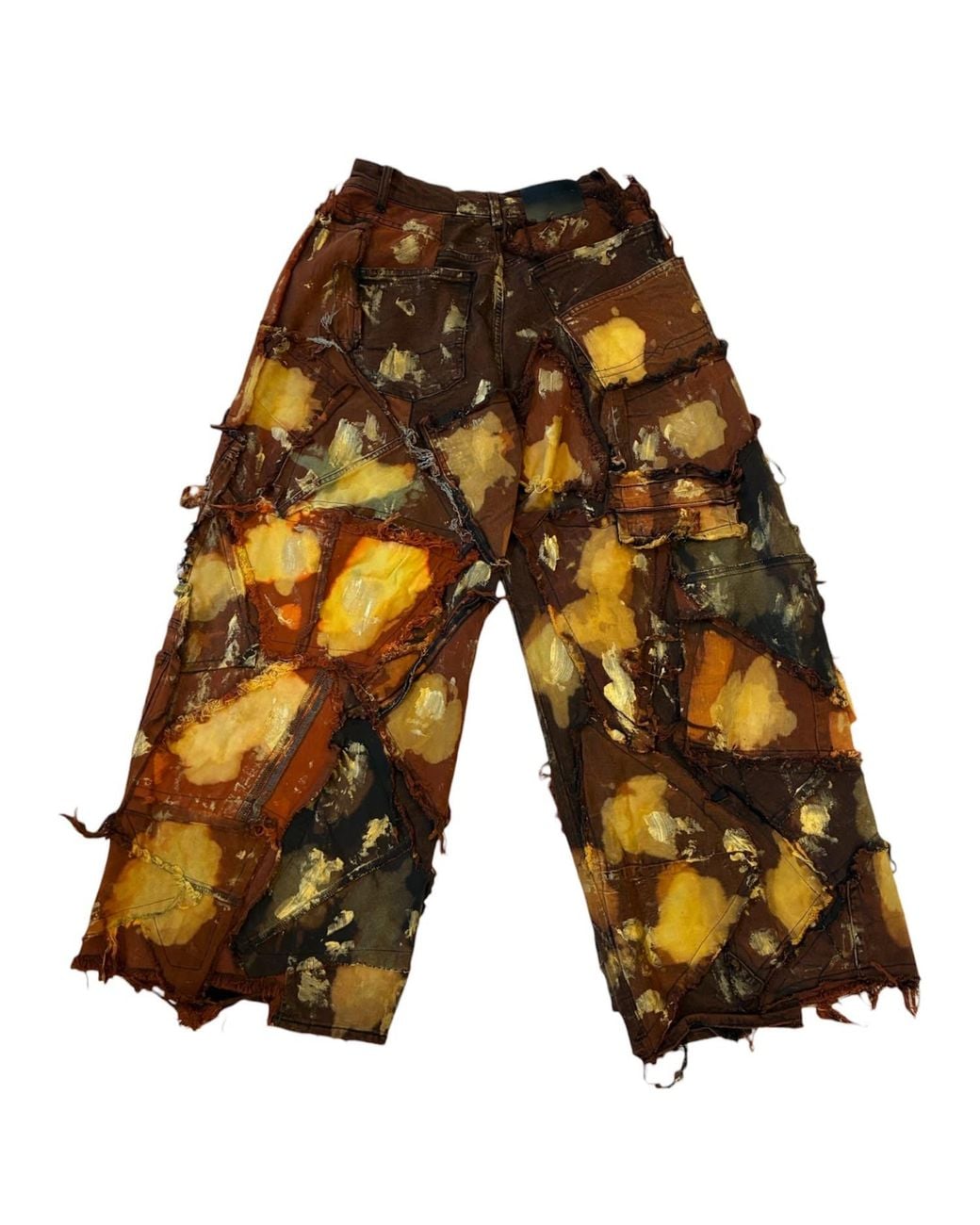 Zasta Studio Brown Wearable Ruins Shredded Wide Leg Colored Denim Pants E