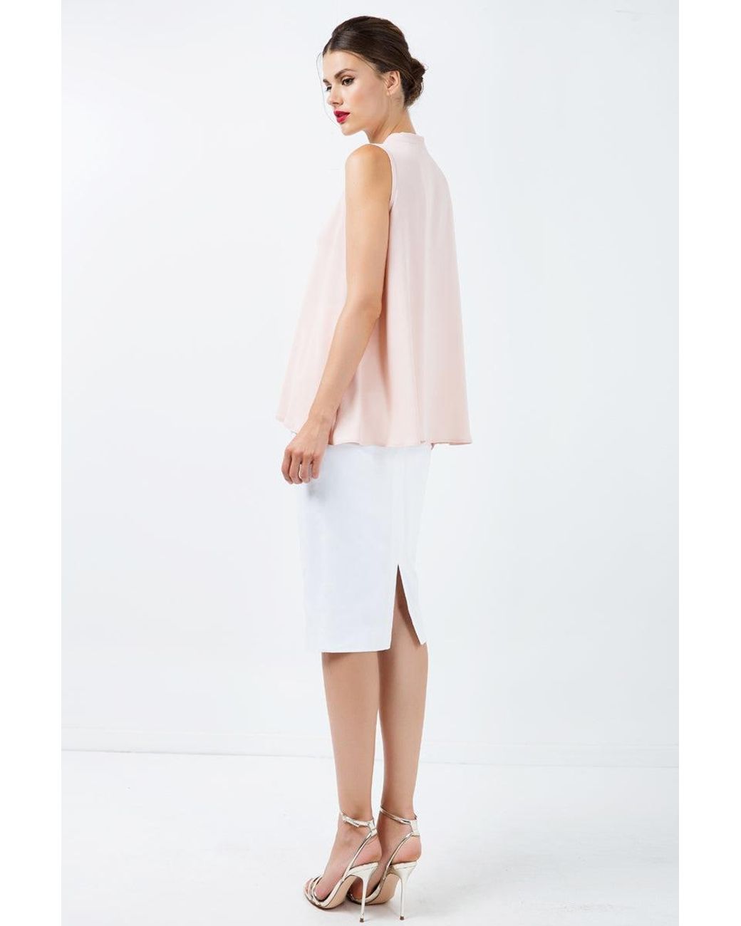 Conquista Pink Sleeveless Tie Detail Top