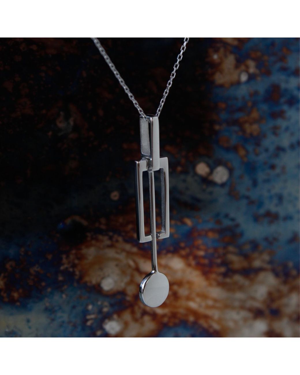 Gutta Design Metallic Tic-Toc Necklace Rhodium Plated