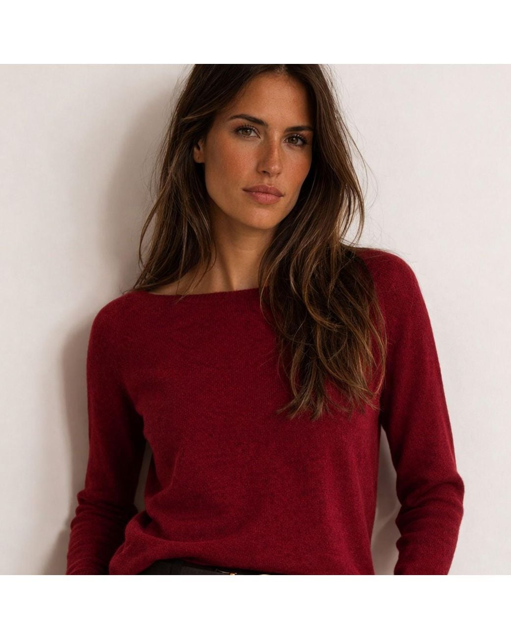 Bel Cashmere Red Claudia Cashmere Sweater Burgundy