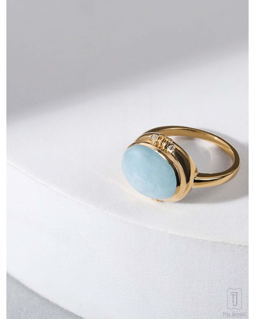 The Jewelz Blue Aqua Innes Cabochon Ring