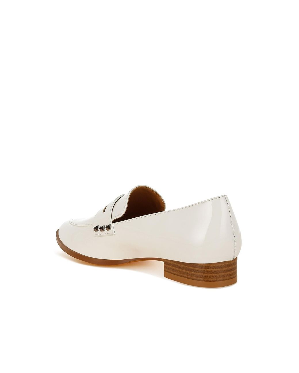 Rag & Co White Noshiya Off Patent Pleather Penny Loafers By Rag & Co