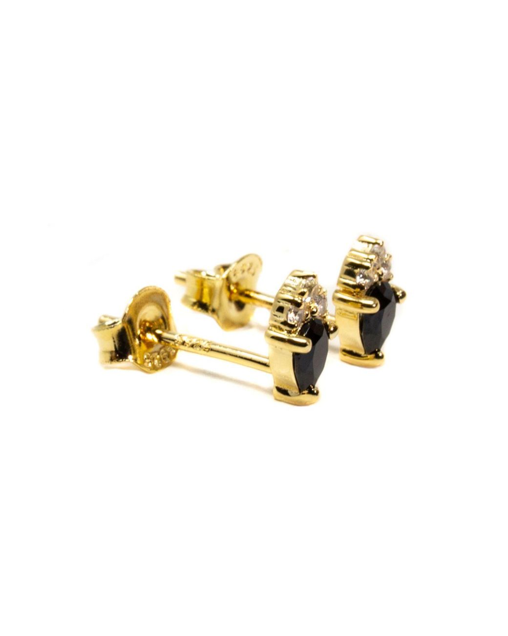 NASI SILVER Black Pear Atarah Studs- Onyx & Topaz