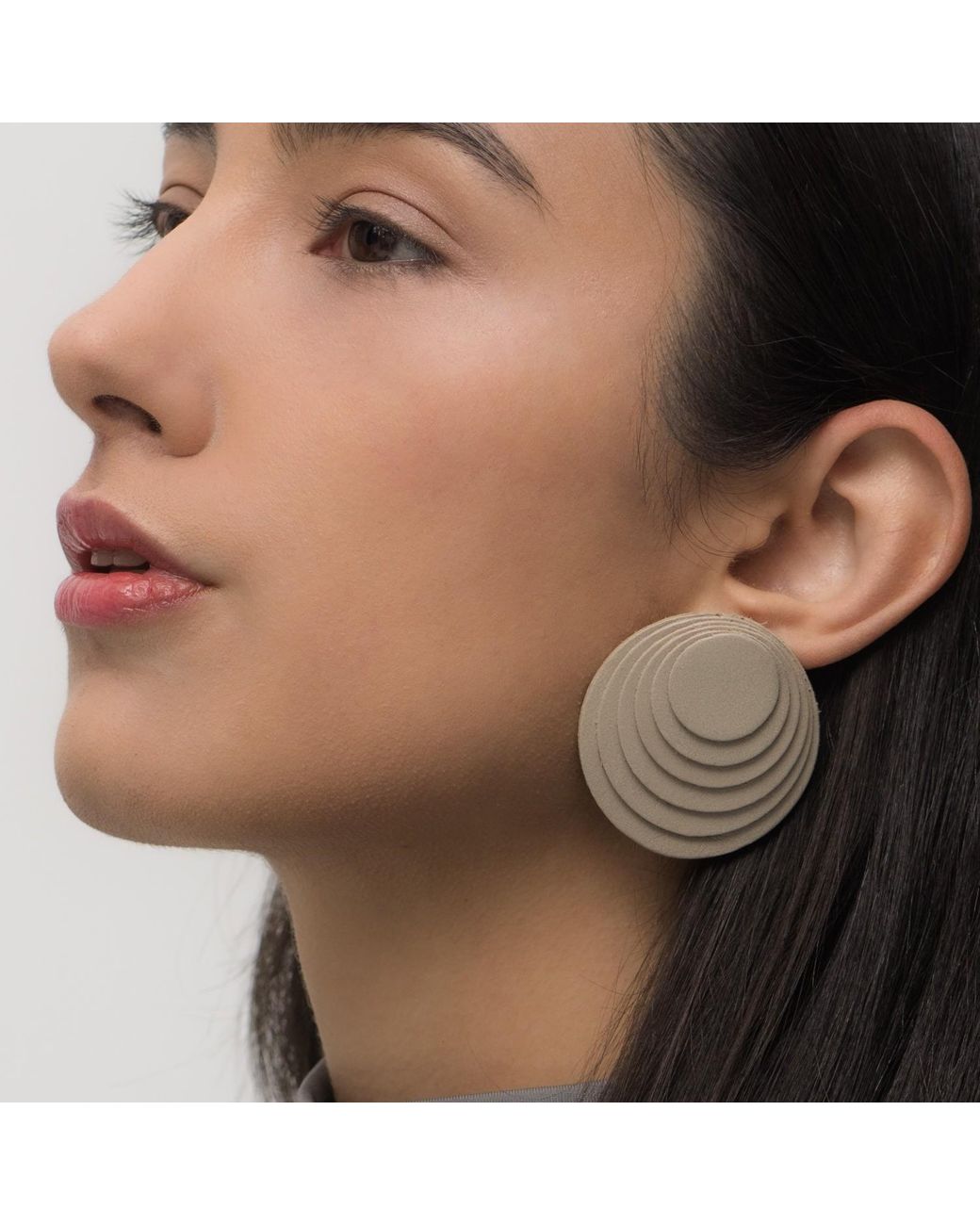 WAIWAI Black Neutrals Layered Leather Studs Taupe