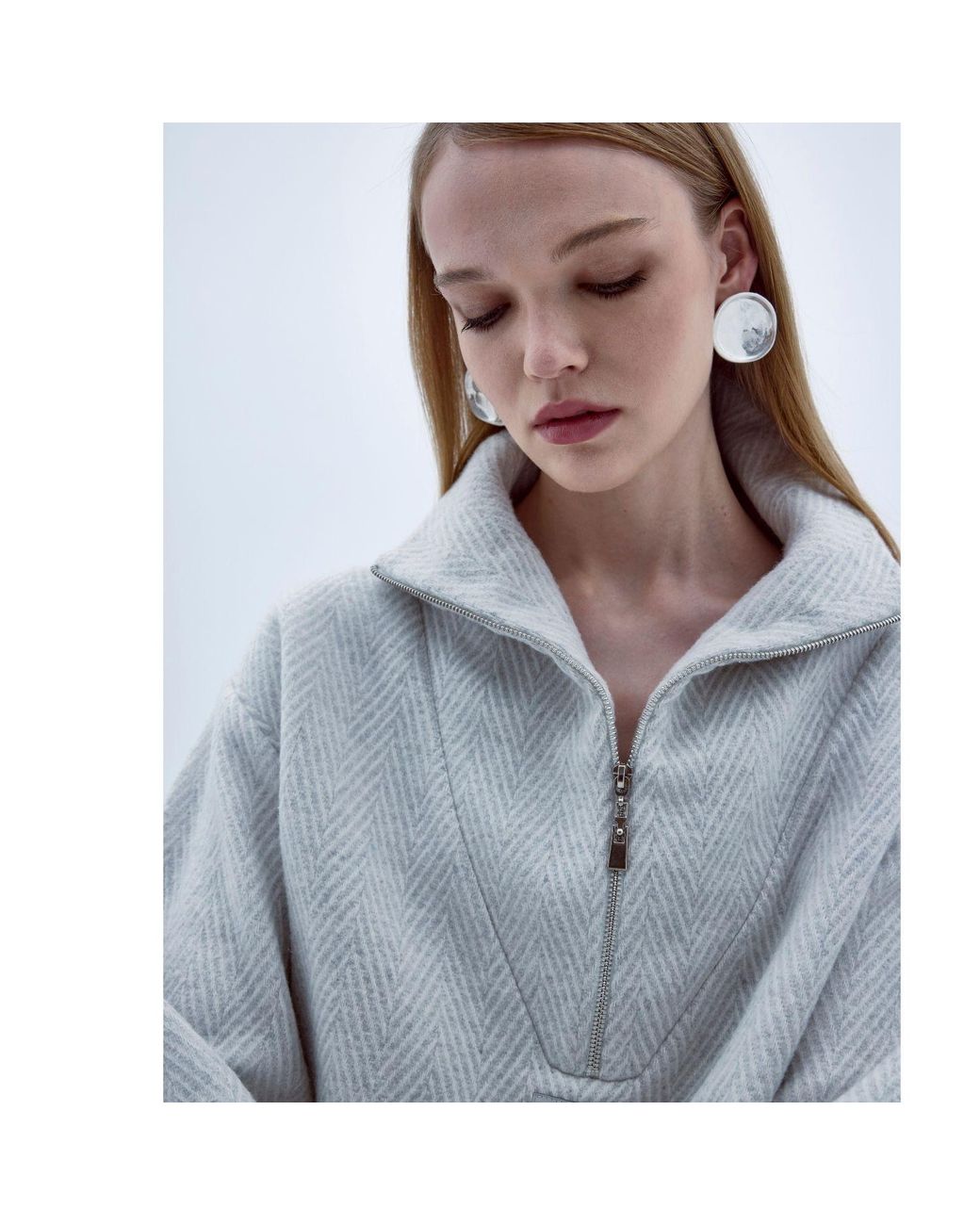 NAZLI CEREN Gray Neutrals Travis Wool Blend Zip-Neck Jumper