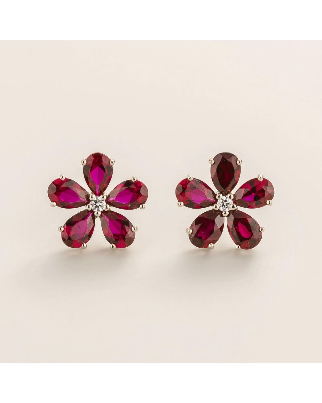 Juvetti Red Florea Earrings Ruby & Diamond