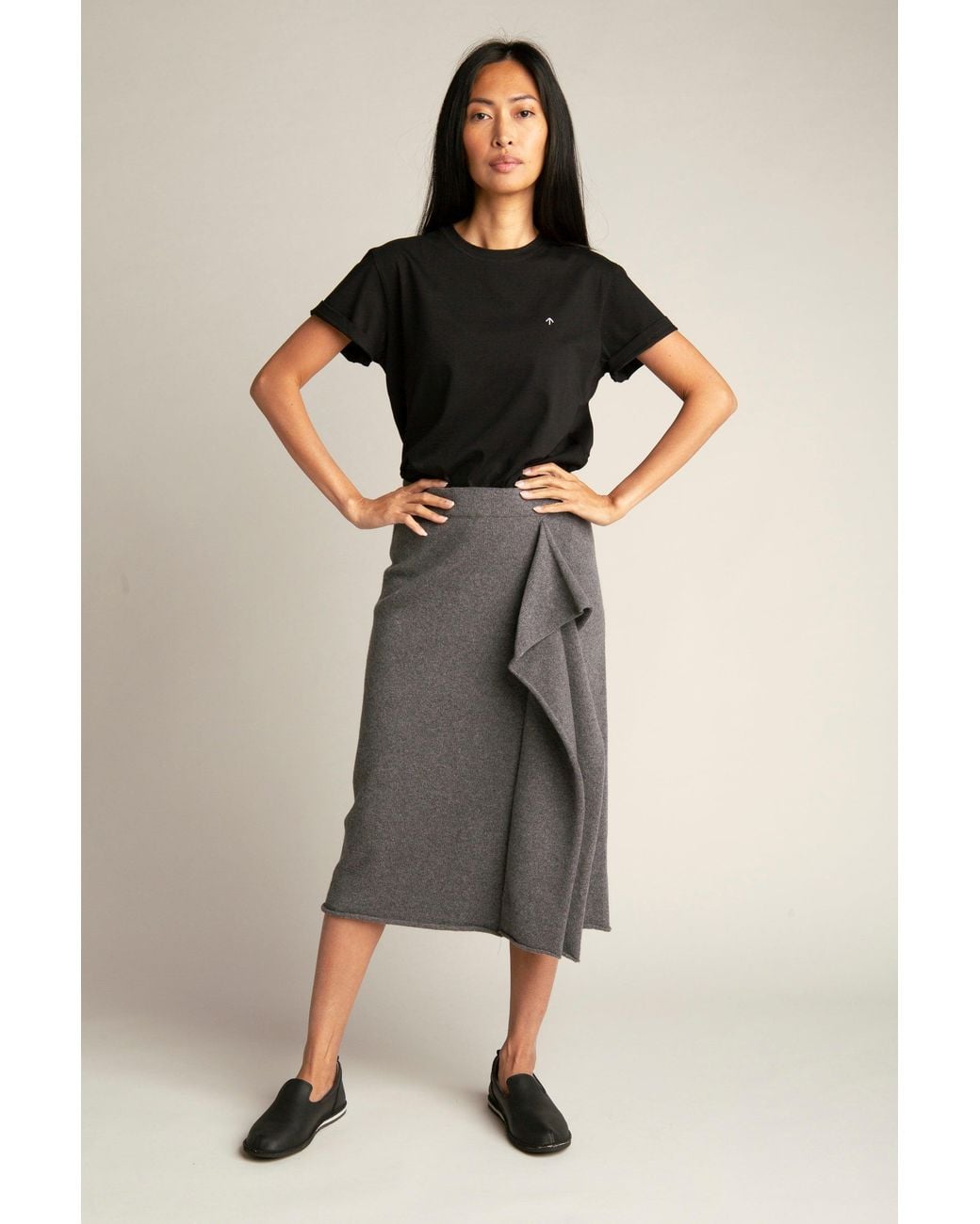 Reet Aus Gray Seamless Skirt From Recycled Wool