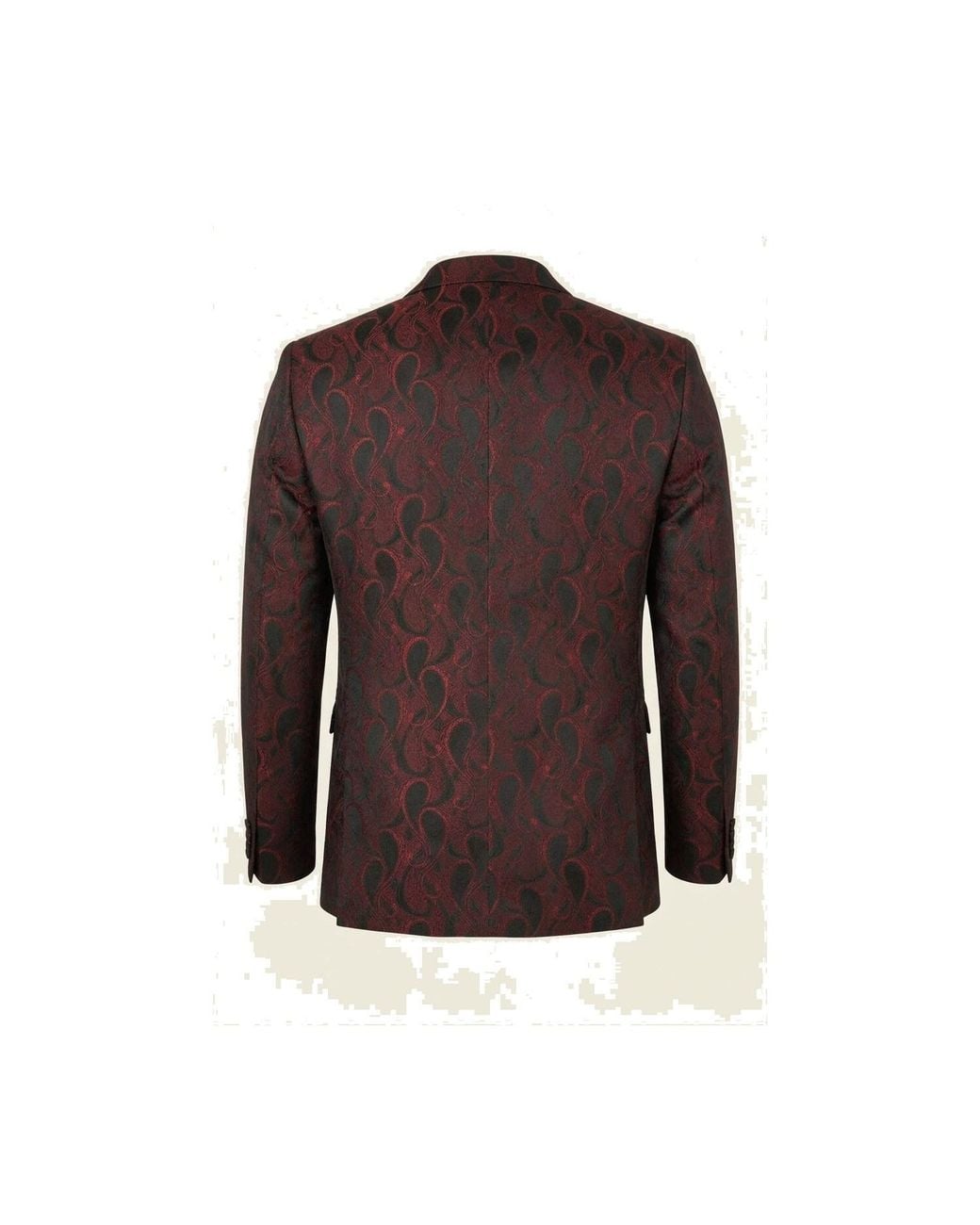 Ron Tomson Brown Peak Lapel Paisley Jacquard Tuxedo Jacket for men