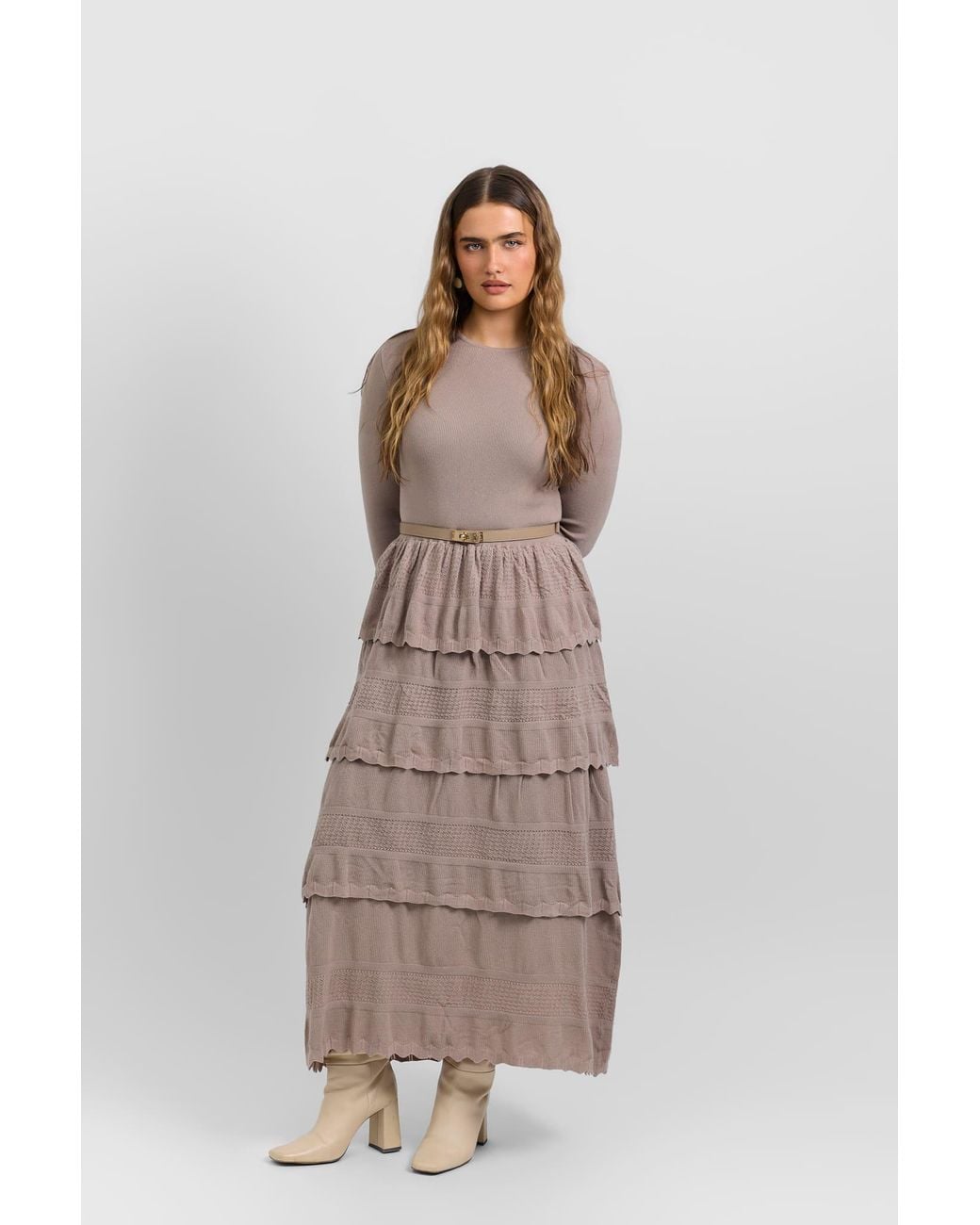 Rave on Trend Natural Tiered Knit Dress