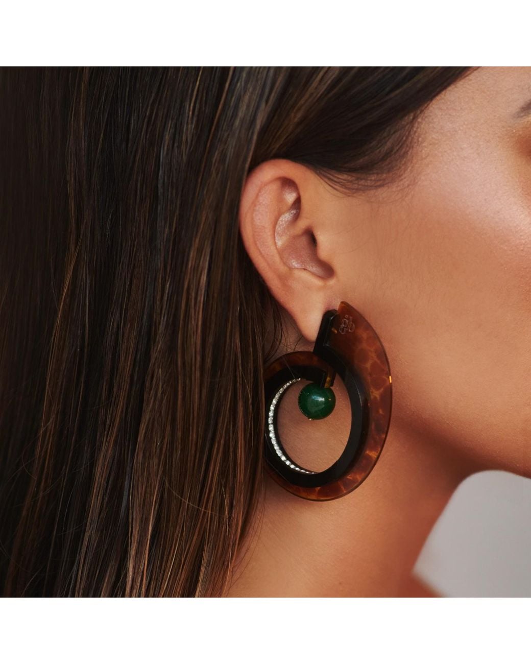 Gissa Bicalho Green Handmade Acrylic Earring Hoops Orion