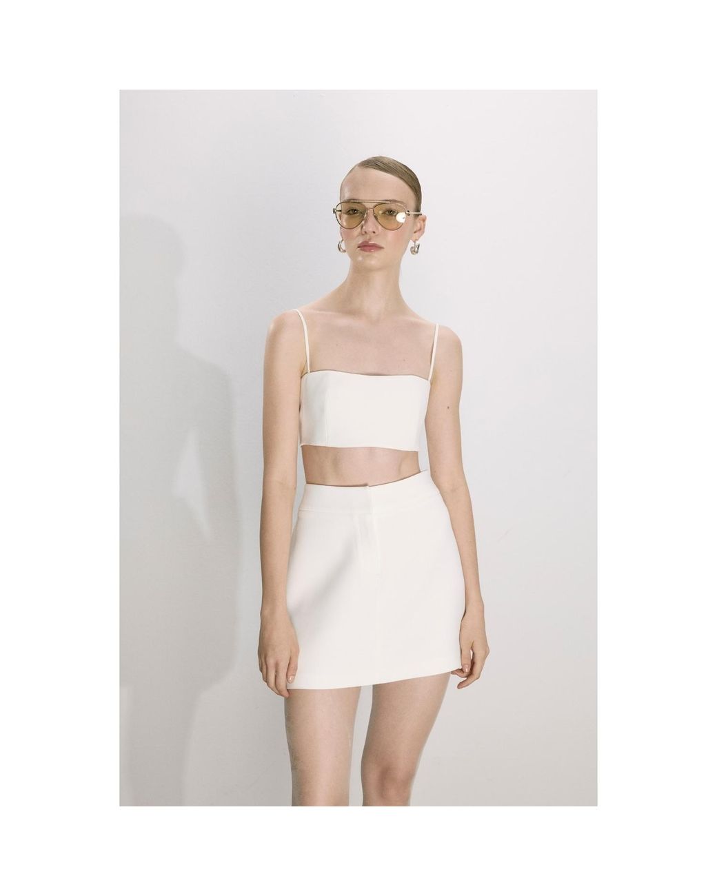 NAZLI CEREN White Marde A-Line Skirt