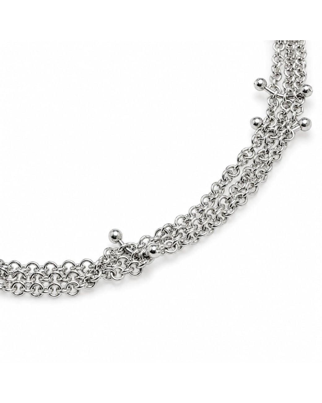 Kirei Metallic Ripple Steel Multi-Chain Necklace