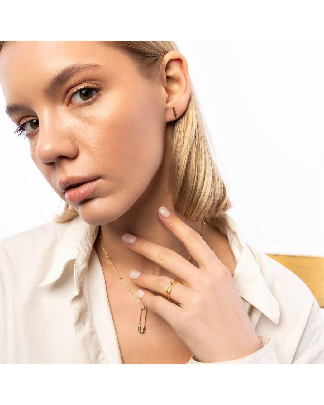 Spero London Metallic Bar Stud Plain Earring Sterling