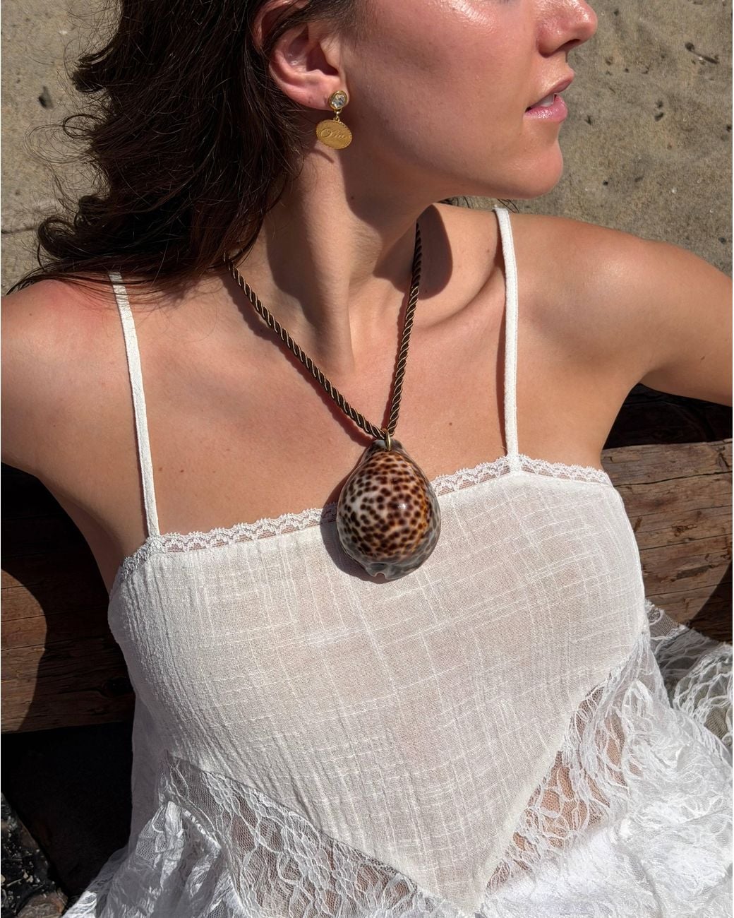 Sccollection Brown Tiger Chunky Cowrie Shell Necklace