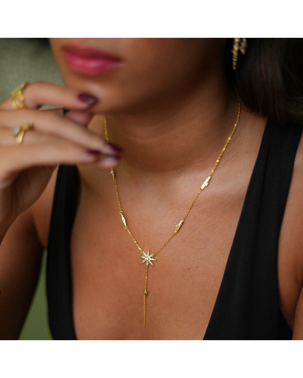 Ebru Jewelry Metallic Stellar Radiance & Diamond Necklace