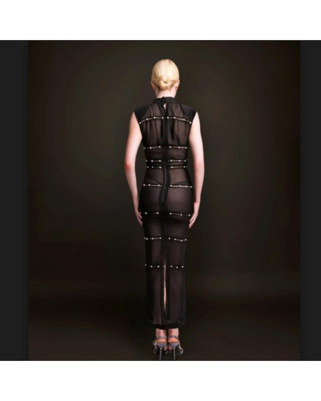 Chuks Collins Black Ife Sleeveless Sheer Dress