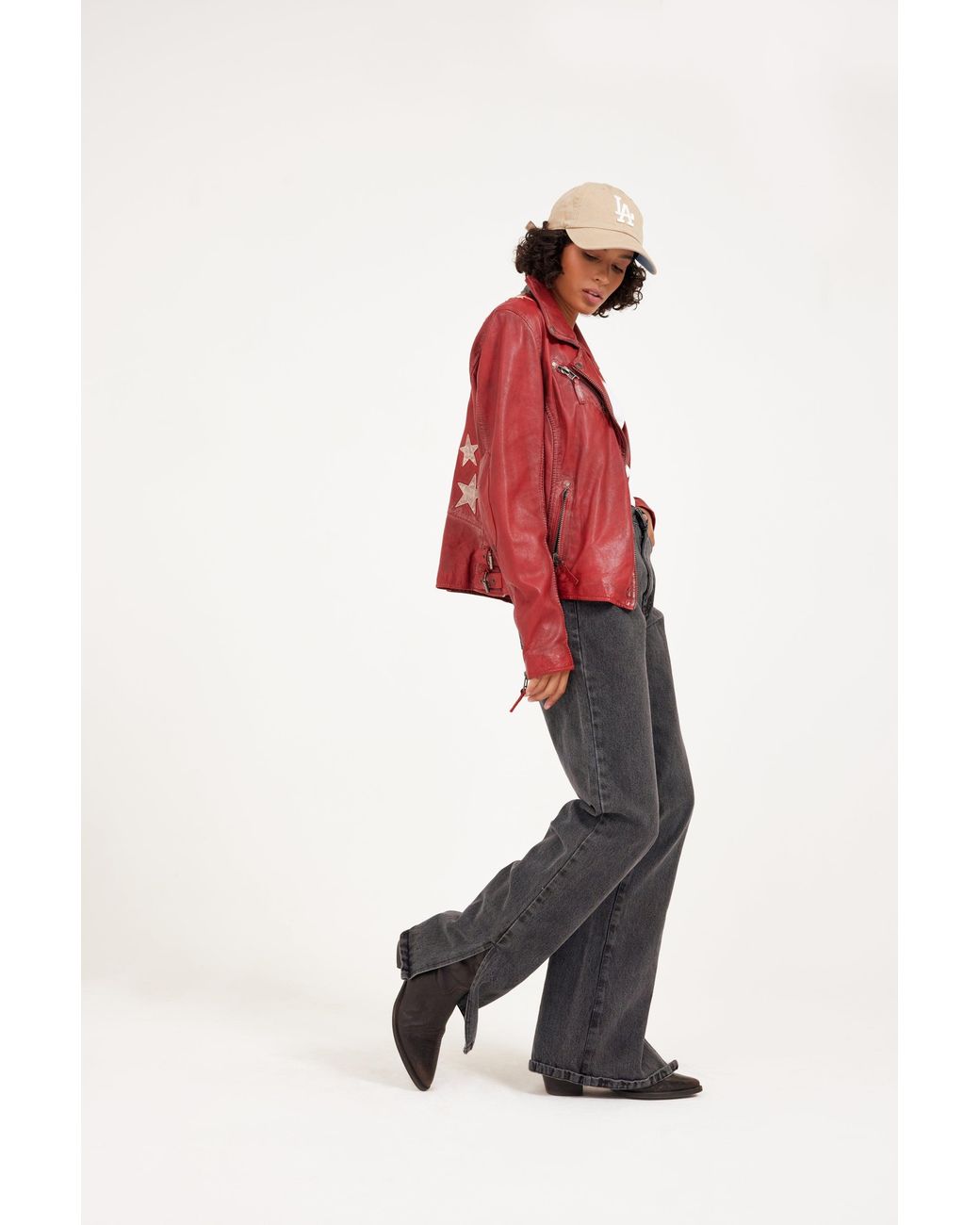 Mauritius Red Star Lambskin Leather Jacket Christy