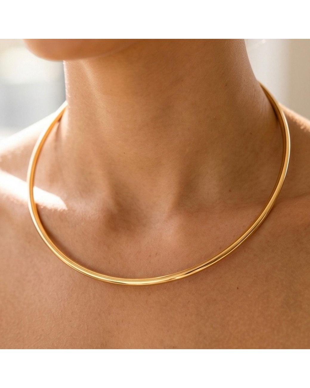 Divine Aria Metallic Choker Necklace Tarnish Free Plating