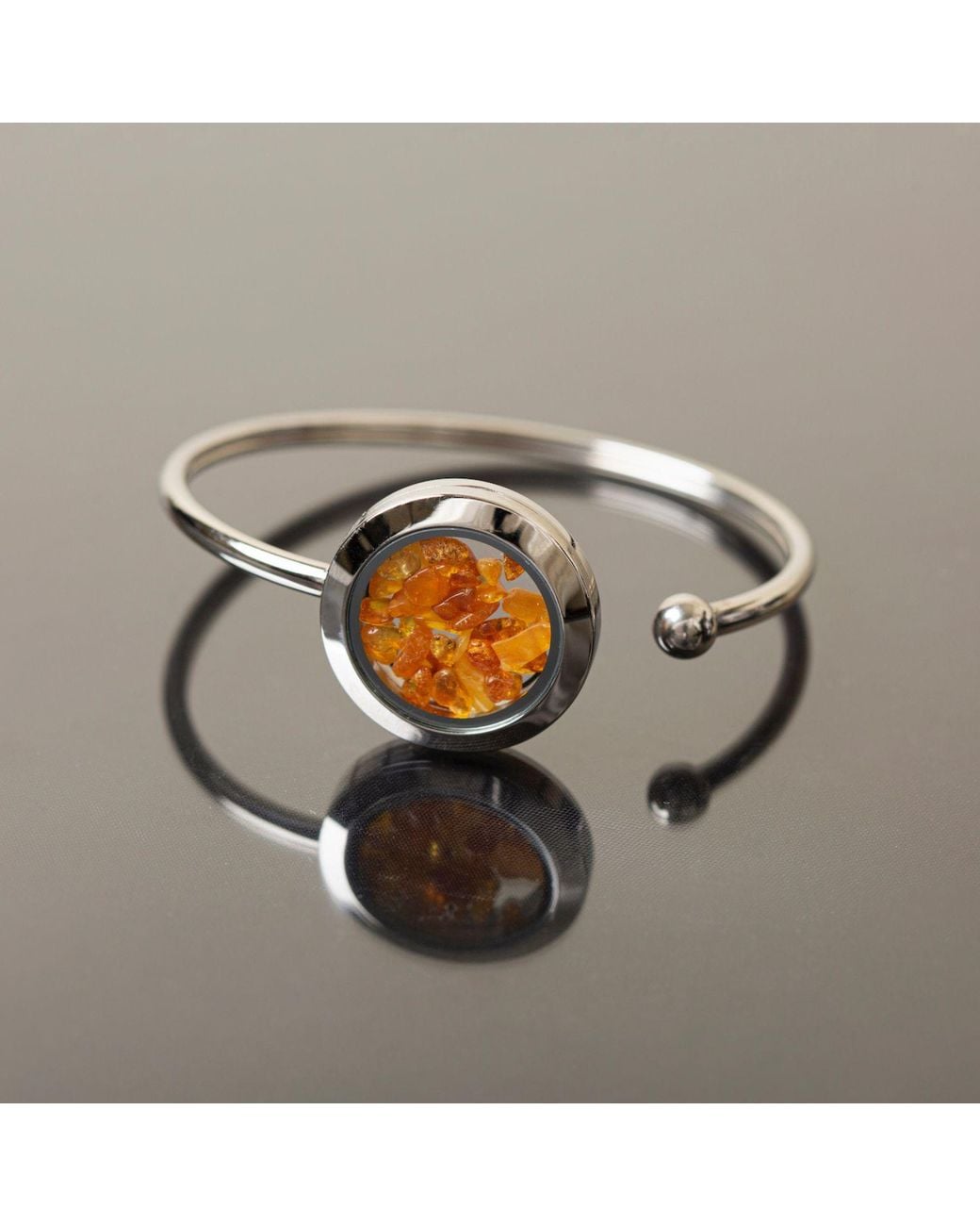My Little Nature Blue Premium Quality Designer Cuff Bracelet With Genuine Amber Stones – Gift For Her