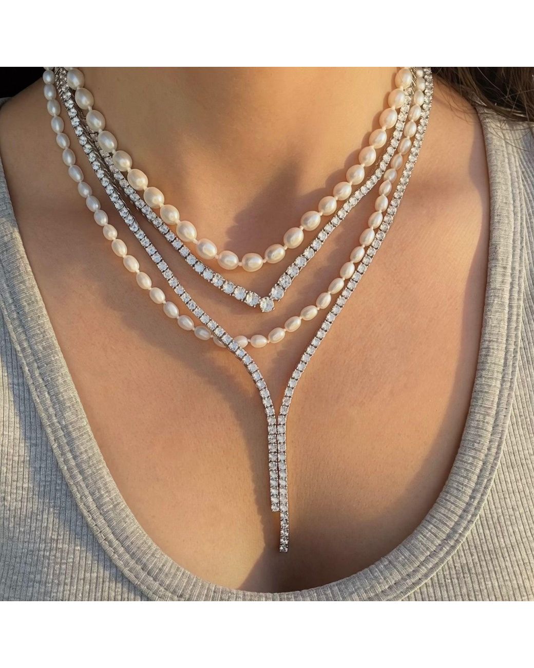 Leni James Metallic The Monaco Pearl Necklace