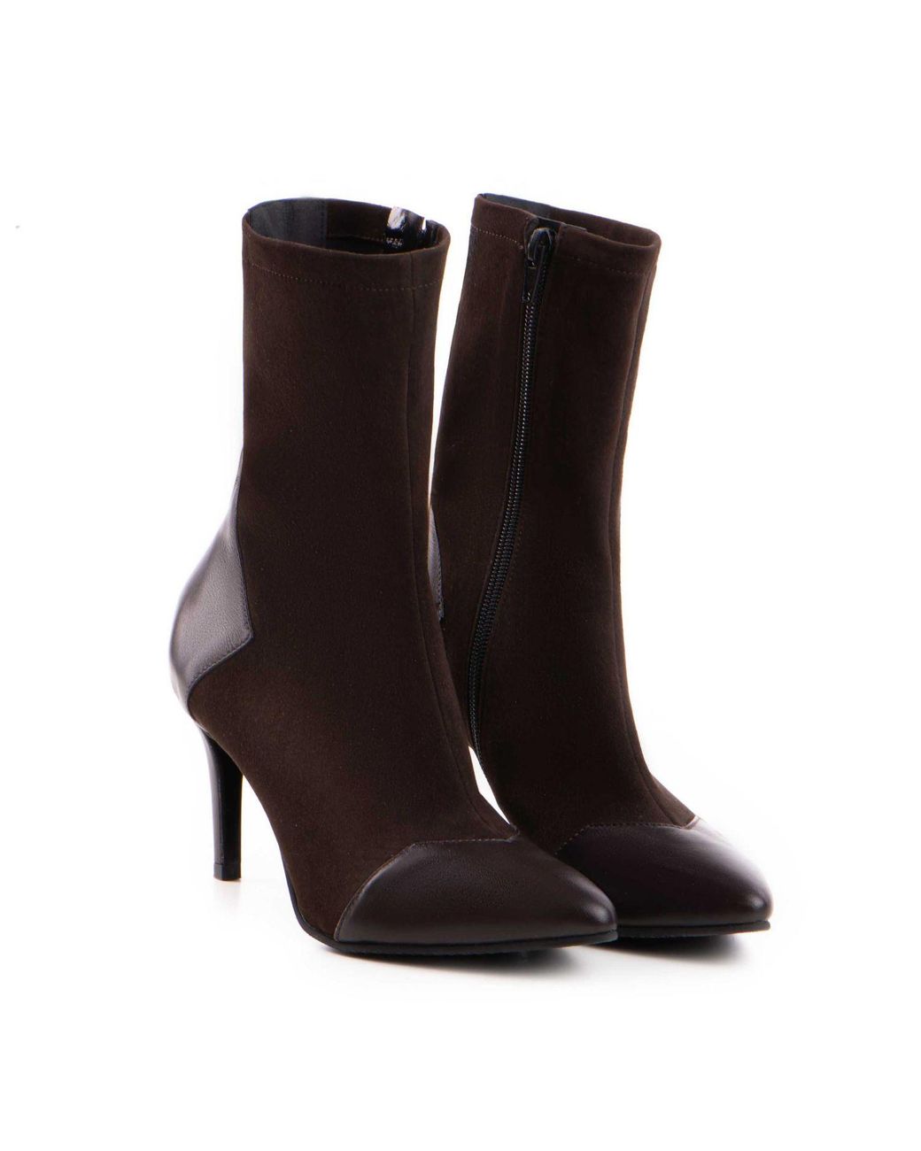 The 5Th Element Brown Noire Chocolate Stretch Leather Slim Boots