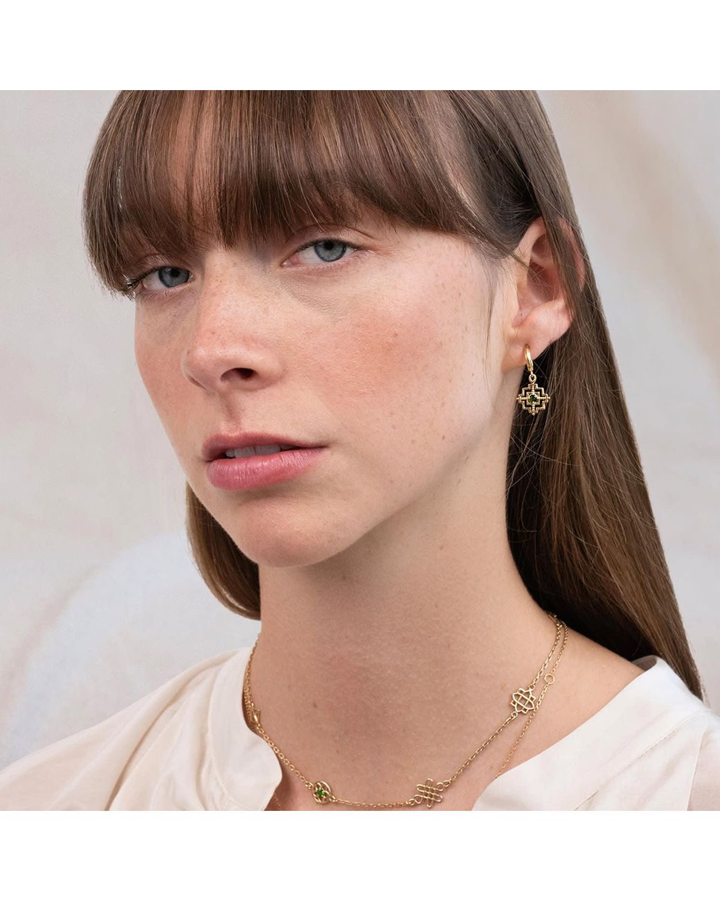 Zoe & Morgan Metallic Centred Earrings Chrome Diopside