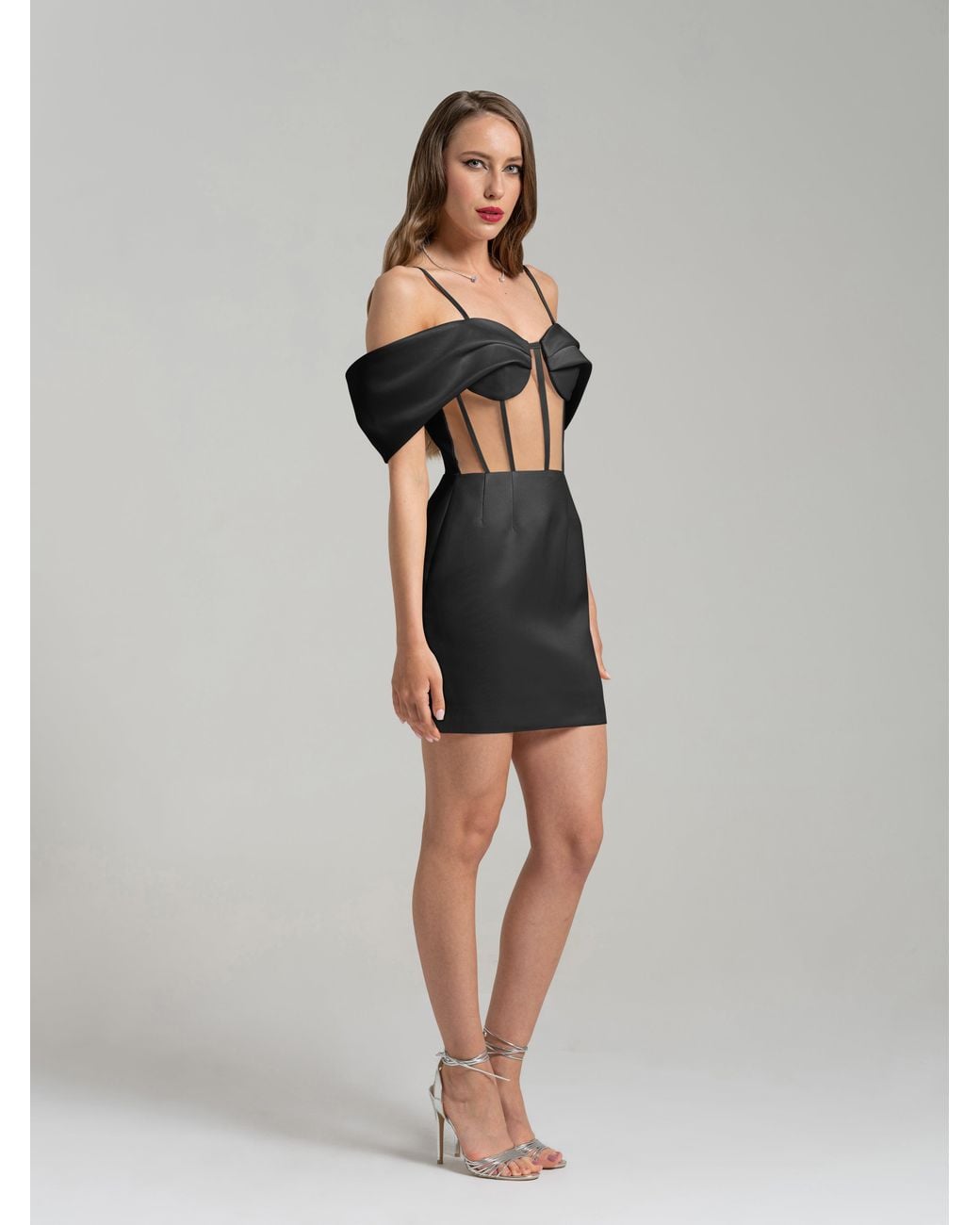 Tia Dorraine Black Belle Of The Ball Satin Mini Dress