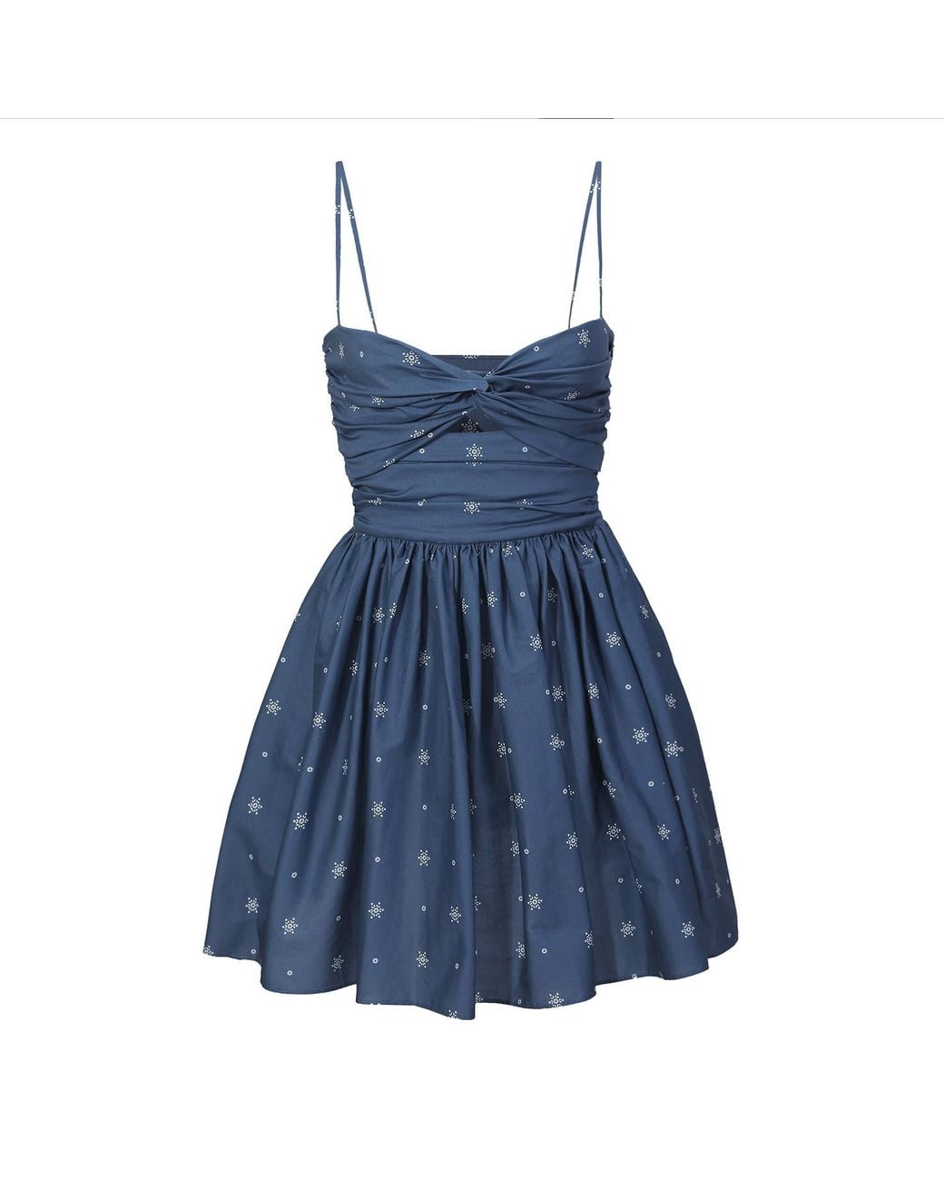 NUAJE NUAJE Blue Reverie Twist Front Ruched Cotton Mini Dress