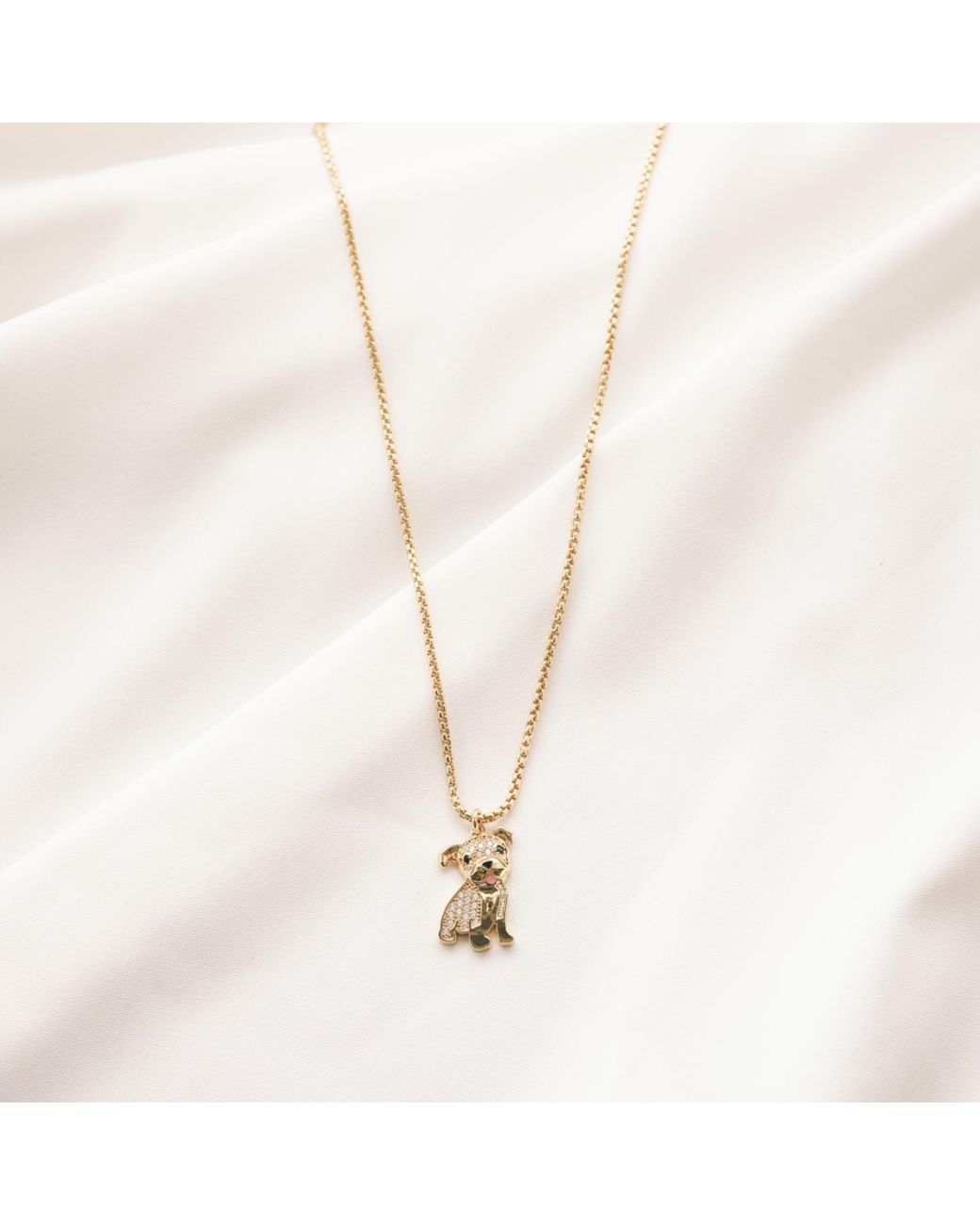Cloud Haven Metallic Mini Cz Bulldog Pendant Necklace