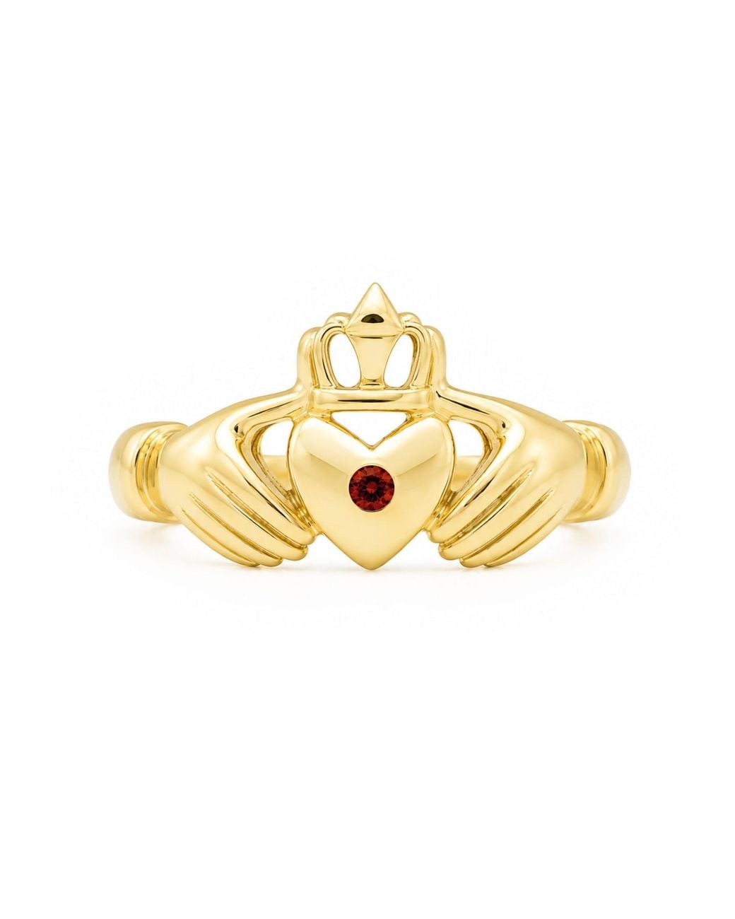 Unaloe Metallic Ruby Heart With Hands Ring – -Plated Sterling