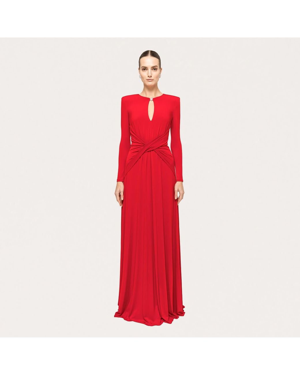 Nissa Red Crystal-Detail Maxi Dress