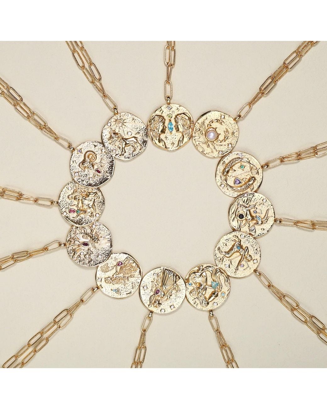 Aurozia Metallic Constellations Pisces Double-Sided Coin Necklace
