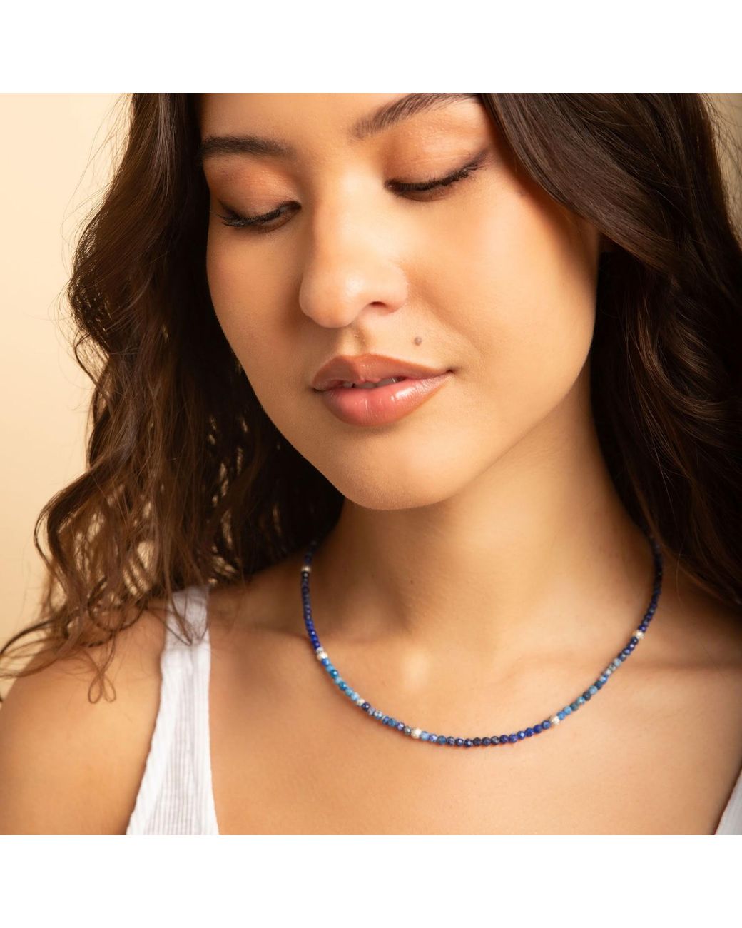 Seven Saints Blue Oracle Of The Deep, Lapis Lazuli Choker Necklace, Rhodium