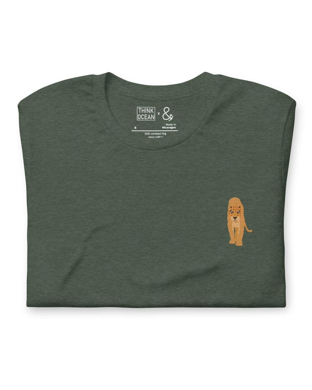 Anchor and Crew Green Forest Think Ocean Leopard Aspirations Cotton Embroidered T-Shirt