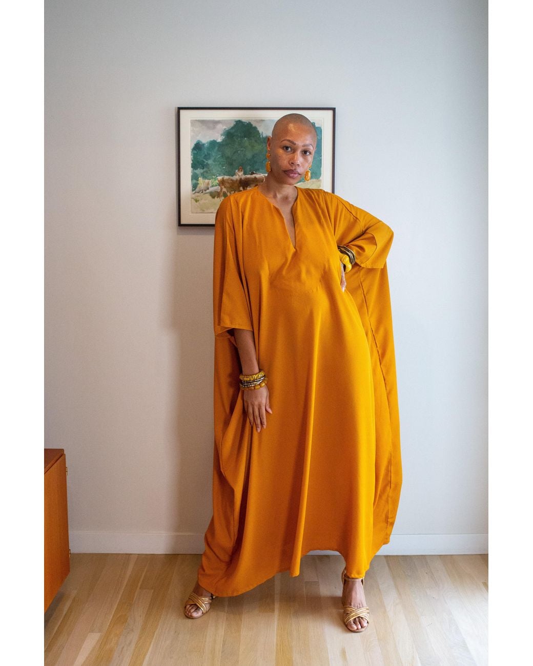 Jennafer Grace Yellow Talitha Cinched Waist Caftan