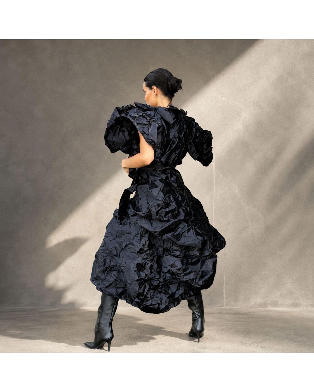 Miro Misljen Black Noir Sculptural Couture Dress