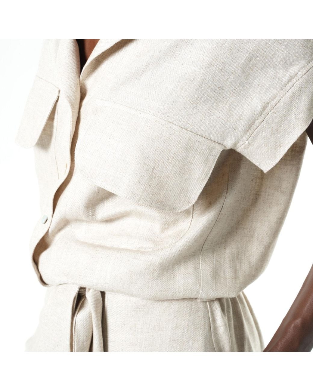 Metamorph White Neutrals Relaxed Jumpsuit With Linen